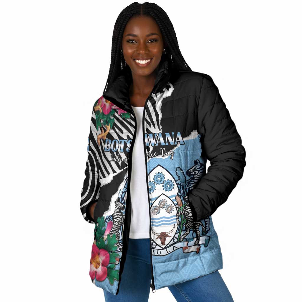 Personalized Botswana Independence Day Padded Jacket Coat Of Arms Devils Claw