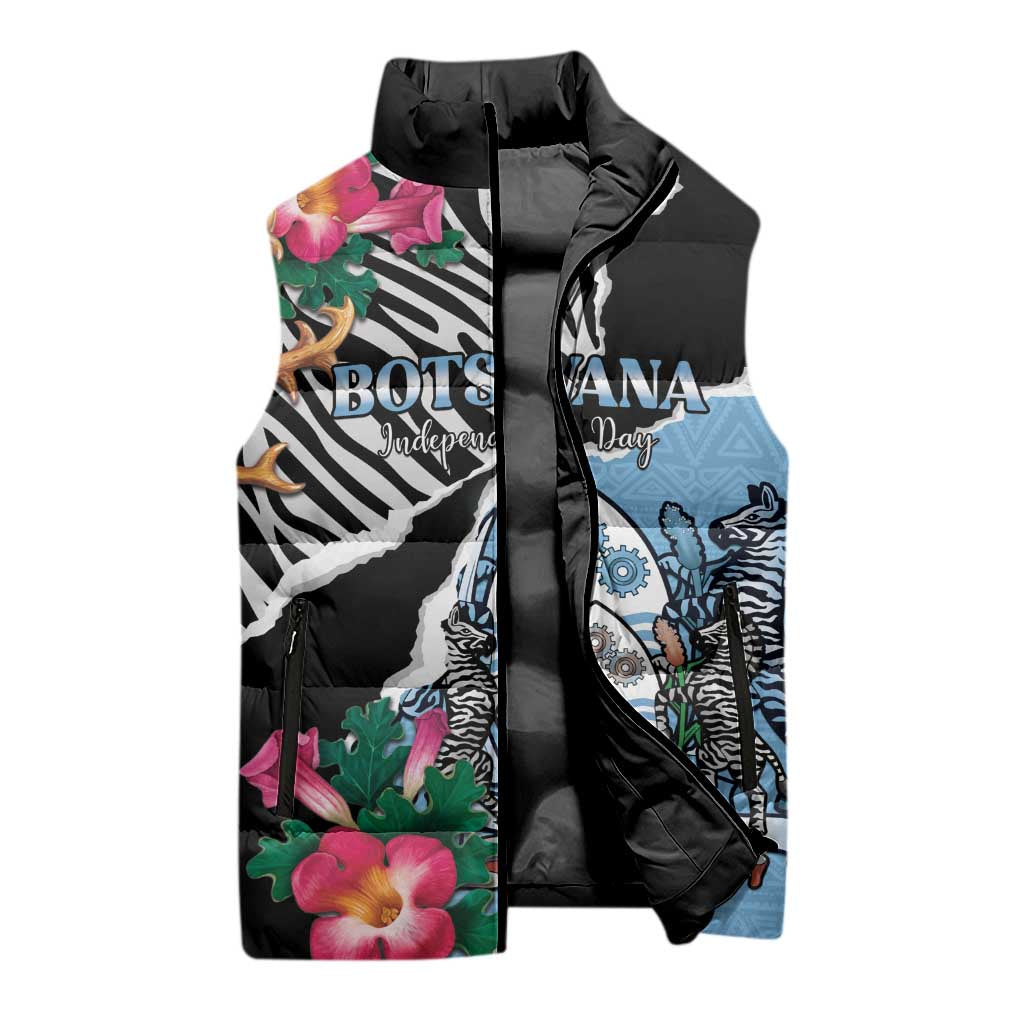 Personalized Botswana Independence Day Sleeveless Puffer Jacket Coat Of Arms Devils Claw