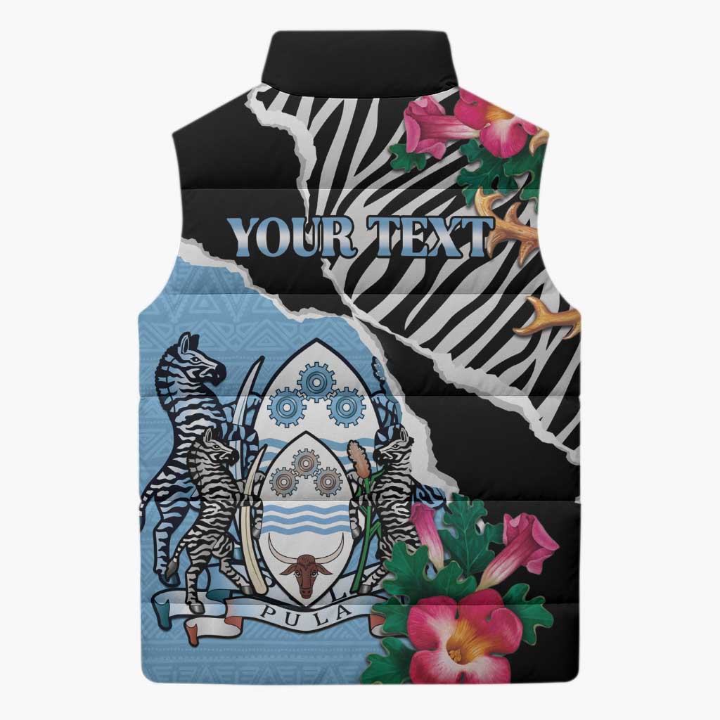 Personalized Botswana Independence Day Sleeveless Puffer Jacket Coat Of Arms Devils Claw