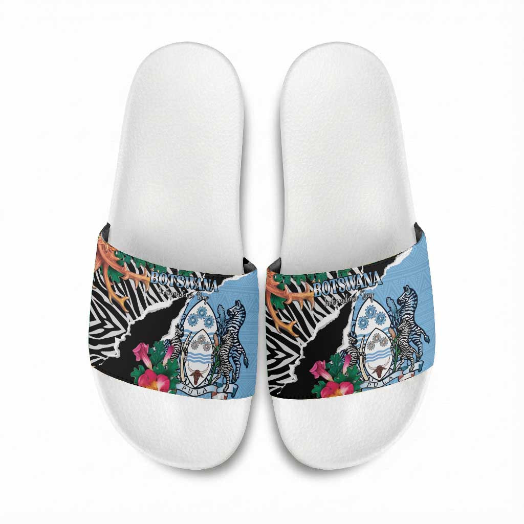 Botswana Independence Day Slide Sandals Coat Of Arms Devils Claw