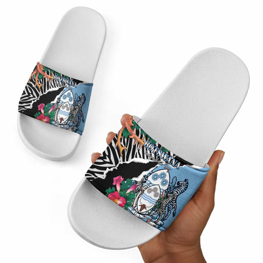 Botswana Independence Day Slide Sandals Coat Of Arms Devils Claw