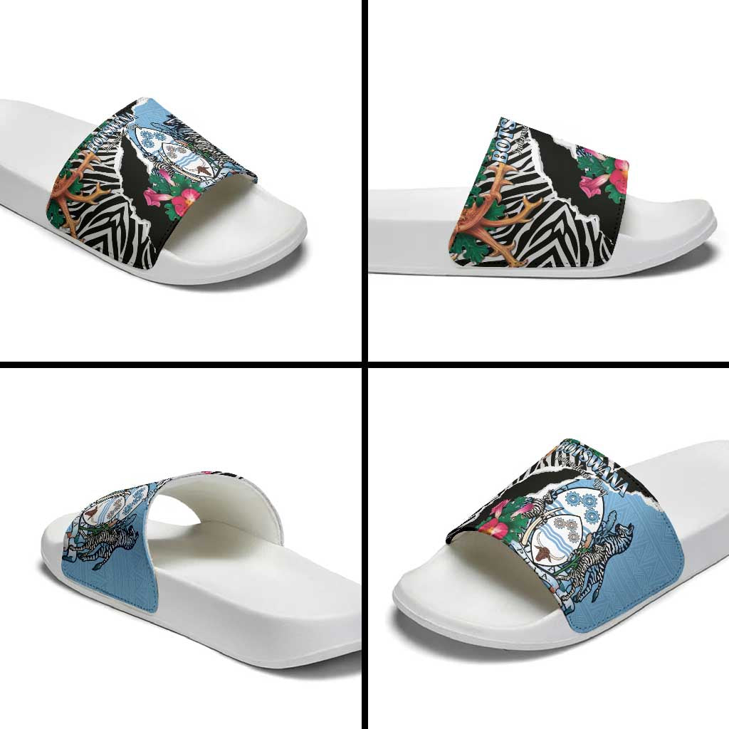Botswana Independence Day Slide Sandals Coat Of Arms Devils Claw