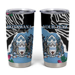 Personalized Botswana Independence Day Tumbler Cup Kalahari Devils Claw Zebra With Arican Pattern - African Pride
