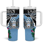 Personalized Botswana Independence Day Tumbler With Handle Kalahari Devils Claw Zebra With Arican Pattern - African Pride