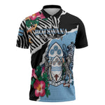 Personalized Botswana Independence Day Zipper Polo Shirt Coat Of Arms Devils Claw