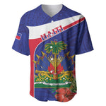 Haiti Neg Marron Baseball Jersey Ayiti Map - Hibiscus Polynesian Pattern - African Pride