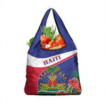 Haiti Neg Marron Grocery Bag Ayiti Map - Hibiscus Polynesian Pattern - African Pride