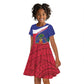 Haiti Neg Marron Kid Short Sleeve Dress Ayiti Map - Hibiscus Polynesian Pattern - African Pride