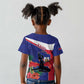 Haiti Neg Marron Kid T shirt Ayiti Map - Hibiscus Polynesian Pattern - African Pride