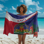 Haiti Neg Marron Sarong Ayiti Map - Hibiscus Polynesian Pattern - African Pride