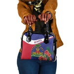 Haiti Neg Marron Shoulder Handbag Ayiti Map - Hibiscus Polynesian Pattern - African Pride