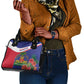 Haiti Neg Marron Shoulder Handbag Ayiti Map - Hibiscus Polynesian Pattern - African Pride
