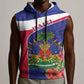 Haiti Neg Marron Sleeveless Hoodie Ayiti Map - Hibiscus Polynesian Pattern - African Pride