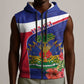 Haiti Neg Marron Sleeveless Zip Hoodie Ayiti Map - Hibiscus Polynesian Pattern - African Pride