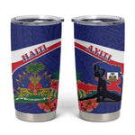 Haiti Neg Marron Tumbler Cup Ayiti Map - Hibiscus Polynesian Pattern - African Pride