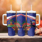Haiti Neg Marron Tumbler With Handle Ayiti Map - Hibiscus Polynesian Pattern - African Pride