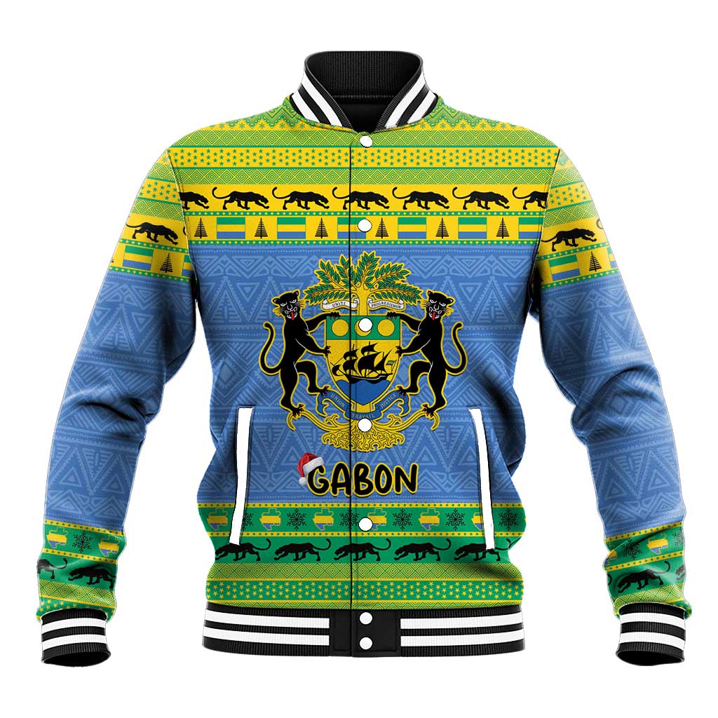 Afro Gabon Christmas Baseball Jacket Coat Of Arm Mix African Pattern