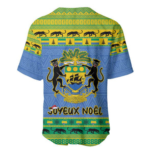 Afro Gabon Christmas Baseball Jersey Coat Of Arm Mix African Pattern