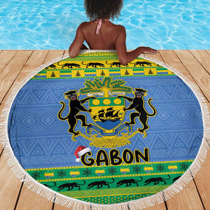 Afro Gabon Christmas Beach Blanket Coat Of Arm Mix African Pattern