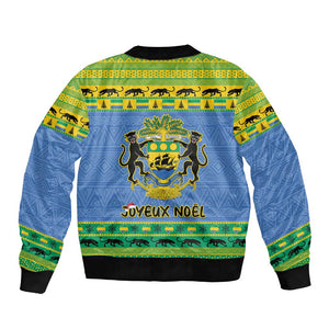 Afro Gabon Christmas Bomber Jacket Coat Of Arm Mix African Pattern