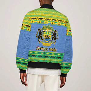 Afro Gabon Christmas Bomber Jacket Coat Of Arm Mix African Pattern