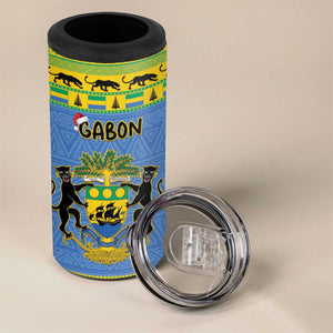 Afro Gabon Christmas 4 in 1 Can Cooler Tumbler Coat Of Arm Mix African Pattern