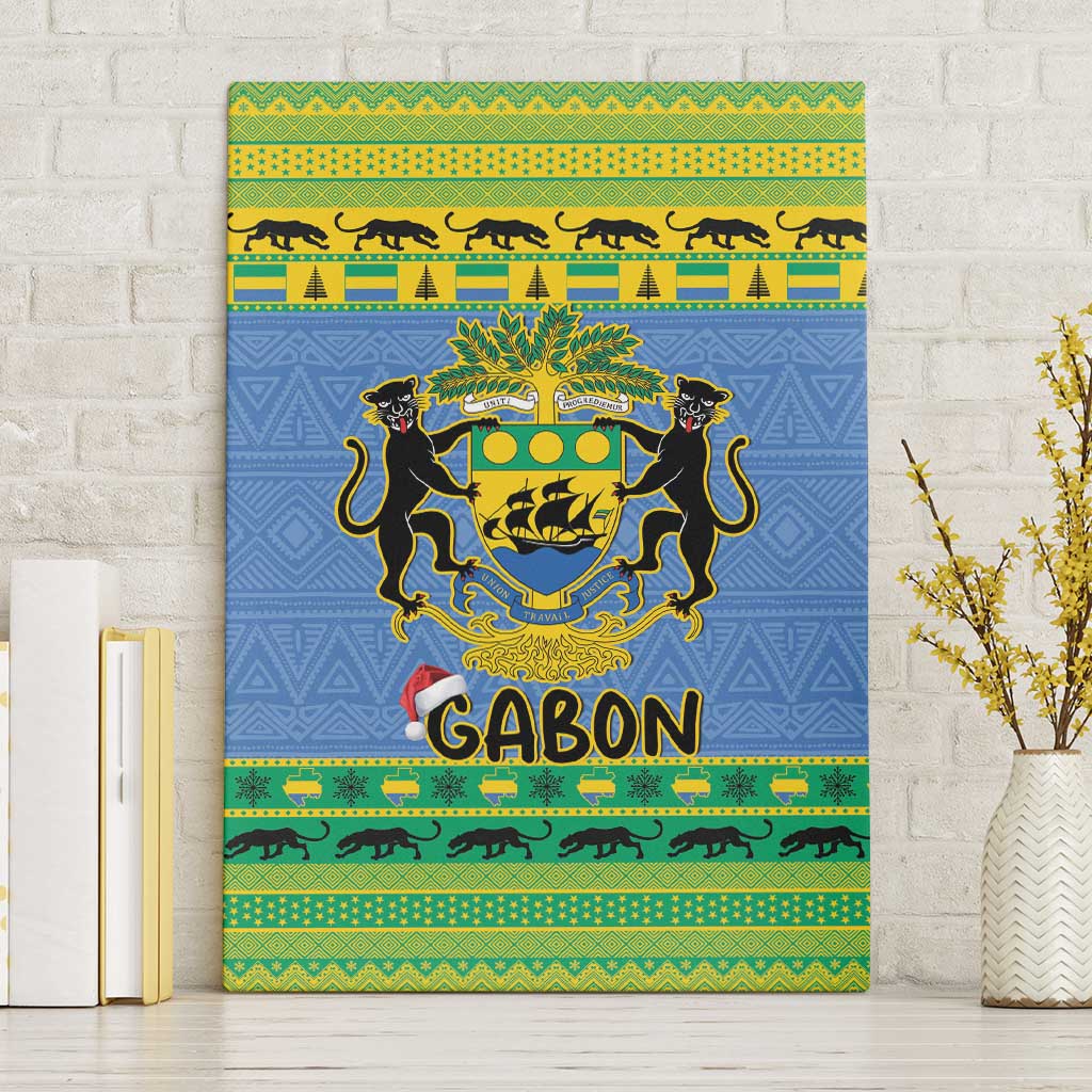 Afro Gabon Christmas Canvas Wall Art Coat Of Arm Mix African Pattern