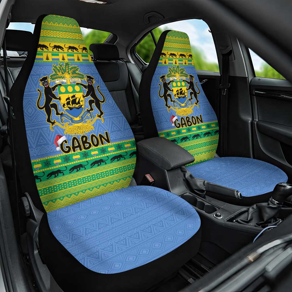 Afro Gabon Christmas Car Seat Cover Coat Of Arm Mix African Pattern