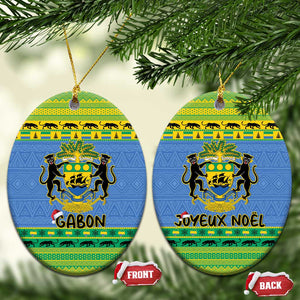 Afro Gabon Christmas Ceramic Ornament Coat Of Arm Mix African Pattern