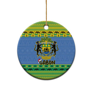 Afro Gabon Christmas Ceramic Ornament Coat Of Arm Mix African Pattern