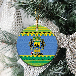 Afro Gabon Christmas Ceramic Ornament Coat Of Arm Mix African Pattern