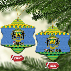 Afro Gabon Christmas Ceramic Ornament Coat Of Arm Mix African Pattern