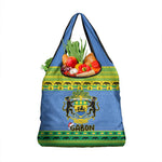 Afro Gabon Christmas Grocery Bag Coat Of Arm Mix African Pattern