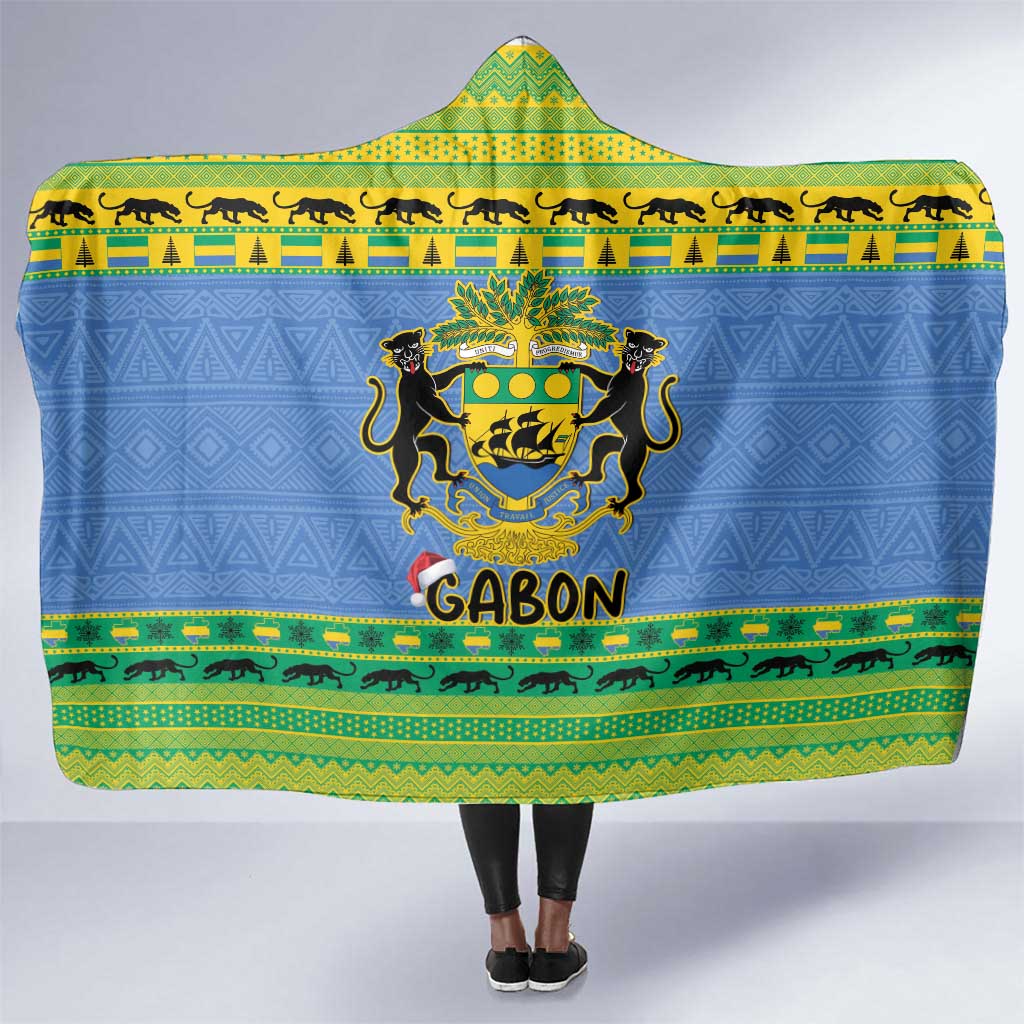 Afro Gabon Christmas Hooded Blanket Coat Of Arm Mix African Pattern