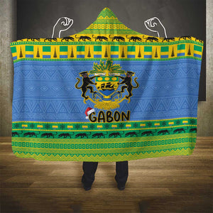 Afro Gabon Christmas Hooded Blanket Coat Of Arm Mix African Pattern