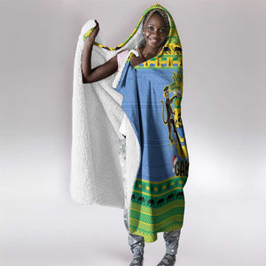 Afro Gabon Christmas Hooded Blanket Coat Of Arm Mix African Pattern