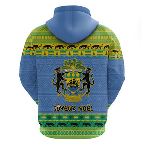 Afro Gabon Christmas Hoodie Coat Of Arm Mix African Pattern