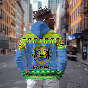 Afro Gabon Christmas Hoodie Coat Of Arm Mix African Pattern