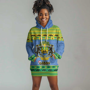 Afro Gabon Christmas Hoodie Dress Coat Of Arm Mix African Pattern