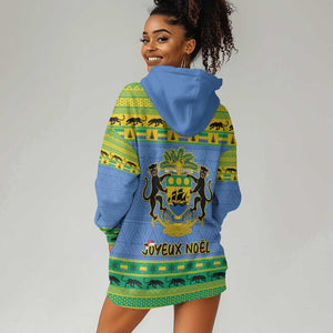 Afro Gabon Christmas Hoodie Dress Coat Of Arm Mix African Pattern