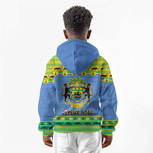 Afro Gabon Christmas Kid Hoodie Coat Of Arm Mix African Pattern