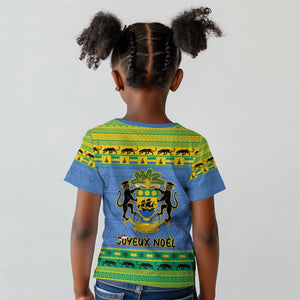 Afro Gabon Christmas Kid T shirt Coat Of Arm Mix African Pattern