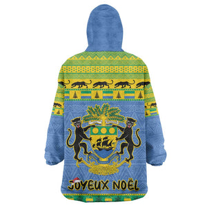 Afro Gabon Christmas Kid Wearable Blanket Hoodie Coat Of Arm Mix African Pattern