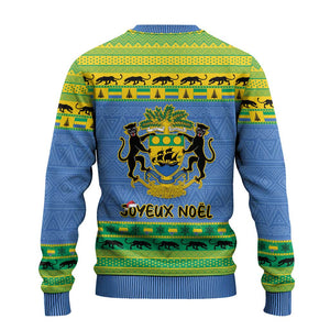 Afro Gabon Christmas Ugly Christmas Sweater Coat Of Arm Mix African Pattern