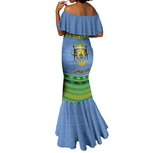 Afro Gabon Christmas Mermaid Dress Coat Of Arm Mix African Pattern