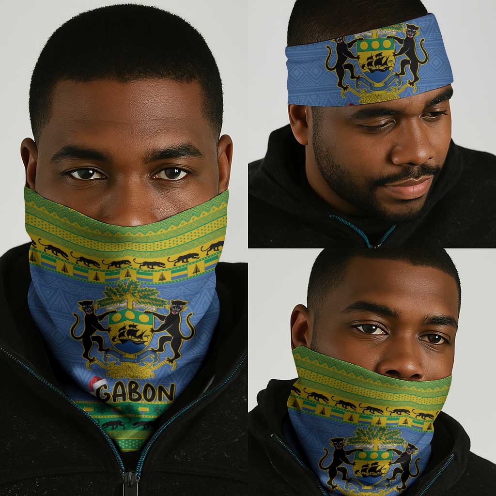 Afro Gabon Christmas Neck Gaiter Coat Of Arm Mix African Pattern LT15