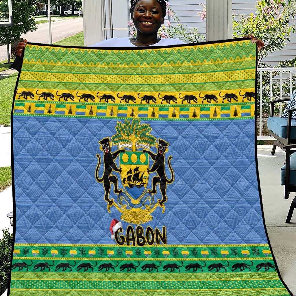 Afro Gabon Christmas Quilt Coat Of Arm Mix African Pattern