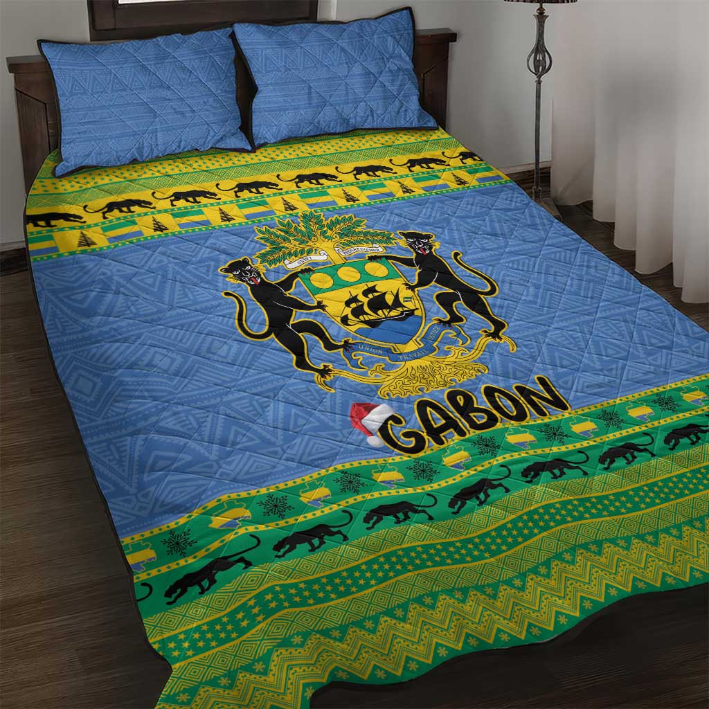 Afro Gabon Christmas Quilt Bed Set Coat Of Arm Mix African Pattern