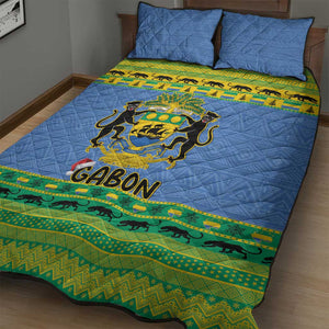 Afro Gabon Christmas Quilt Bed Set Coat Of Arm Mix African Pattern