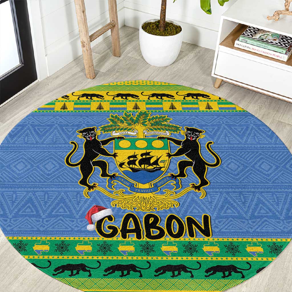 Afro Gabon Christmas Round Carpet Coat Of Arm Mix African Pattern